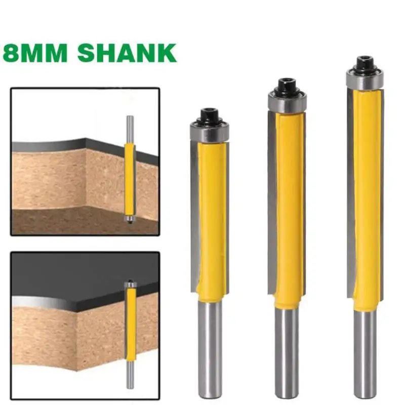 3 Size 8mm Shank Extended Bearing Lengthened Trimming Cutter Woodworking Milling Cutter Woodworking Tool Bottom Bearing Bits
3 Size 8mm Shank Extended Bearing Lengthened Trimming Cutter Woodworking Milling Cutter Woodworking Tool Bottom Bearing Bits