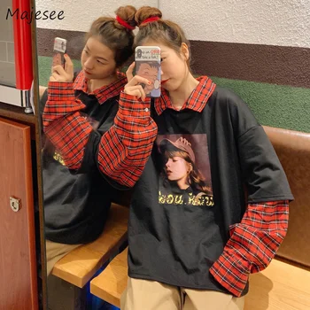 Hoodies Women Turtleneck Plaid Patchwork Printed Korean Style Simple Harajuku BF Loose All-match Casual Womens Pullovers Student
Hoodies Women Turtleneck Plaid Patchwork Printed Korean Style Simple Harajuku BF Loose All-match Casual Womens Pullovers Student