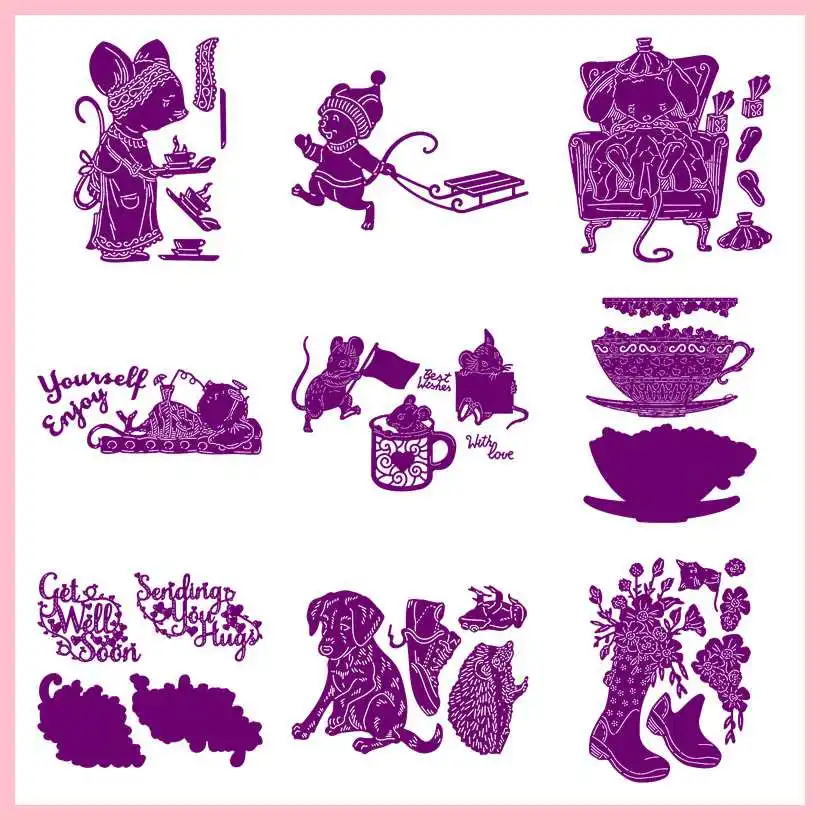Lovely Mouse Elephant Dog Flower Boots Words Metal Cutting Dies Scrapbooking Craft Decorate Photo Album Embossing Cards Dies
Lovely Mouse Elephant Dog Flower Boots Words Metal Cutting Dies Scrapbooking Craft Decorate Photo Album Embossing Cards Dies