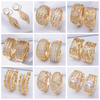Indian Jewelry Luxury Designer Gold Earrings AAA Cubic Zirconia Small Hoop Earrings for Women New 31 Different Styles 
Indian Jewelry Luxury Designer Gold Earrings AAA Cubic Zirconia Small Hoop Earrings for Women New 31 Different Styles