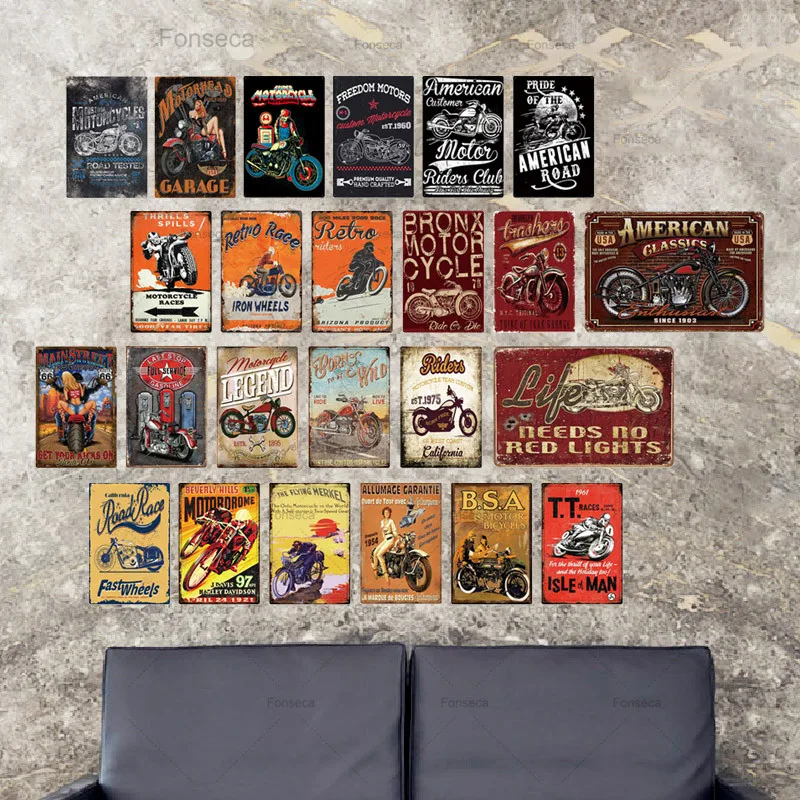 Motorcycle Tin Signs Retro Metal Sign Plaque Metal Vintage Wall Decor For Garage Bar Pub Man Cave Decorative Plate Iron Painting
Motorcycle Tin Signs Retro Metal Sign Plaque Metal Vintage Wall Decor For Garage Bar Pub Man Cave Decorative Plate Iron Painting