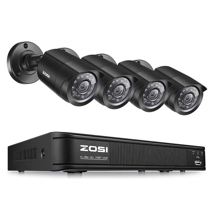 

ZOSI 8CH 720P 1080N AHD CVI TVI CVBS Analog CCTV SYSTEM Surveillance Security Waterproof Nightvision Cameras DVR Kit