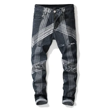 SHABIQI 2020 New high quality Jeans men black White lines stretch printed elasticity hole Jeans straight men pants size 28-42
SHABIQI 2020 New high quality Jeans men black White lines stretch printed elasticity hole Jeans straight men pants size 28-42