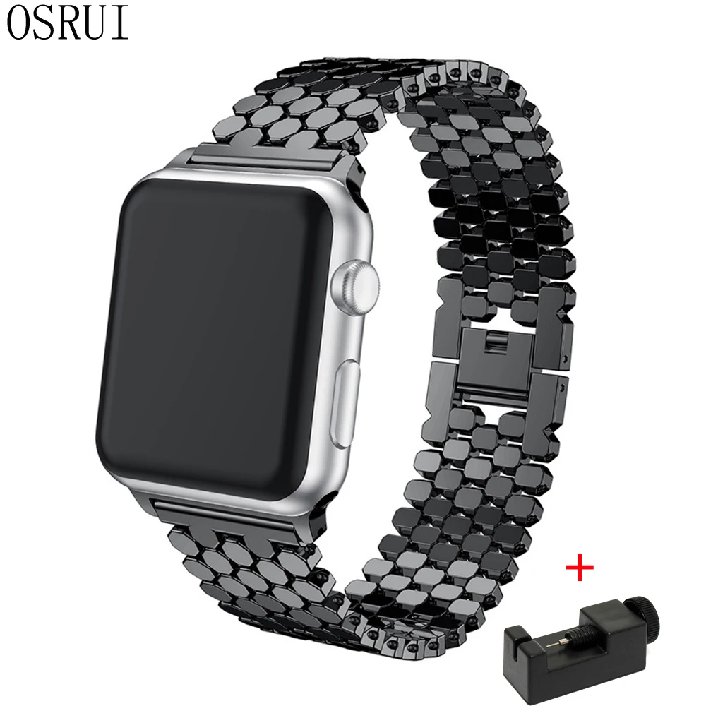 Браслет из нержавеющей стали OSRUI для Apple Watch 4 Band 44 мм 40 iwatch 3 2 1 42 мм/38 звеньевой