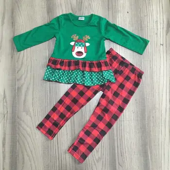 girlymax Girls winter set green reindeer raglan girl plaid leggings girls Christmas outfit
girlymax Girls winter set green reindeer raglan girl plaid leggings girls Christmas outfit