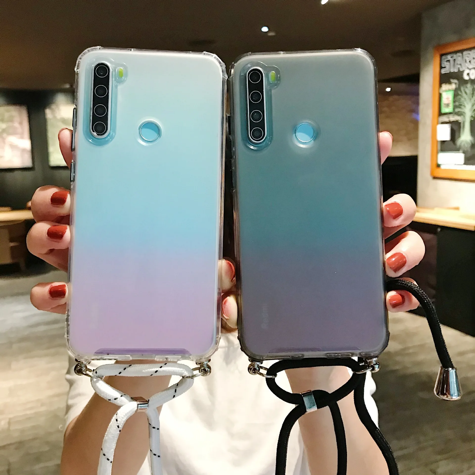 Однотонный Модный чехол со шнурком для Xiaomi Redmi Note 8 8T 4X 8A 7 защитный с ремешком и