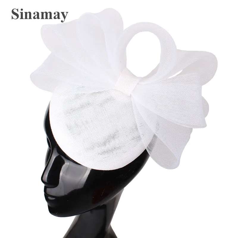 

Formal Dress Bride Wedding Millinery Cap Women Marriage White Fasciantor Hats With Bow Hair Accessories Ladies Headwear Hairpin