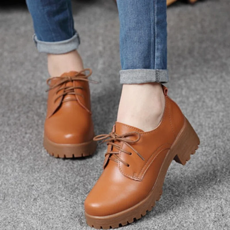 Spring Autumn British style split leather women square heel Platform high heel shoes woman lace-up oxford shoes C326
Spring Autumn British style split leather women square heel Platform high heel shoes woman lace-up oxford shoes C326