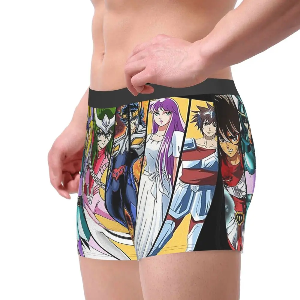 Knights of the Zodiac Anime Saint Seiya Characters Vintage Underpants Homme Shorts Underwear Men's Clothing Boxer Briefs
