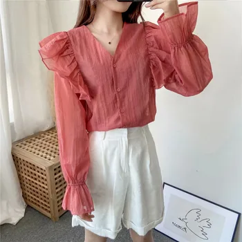 2020 New Spring Shirts Women Long Sleeve Solid Color Cotton Ladies Blouses and Tops V Neck Fashion Sweet Women Clothing
2020 New Spring Shirts Women Long Sleeve Solid Color Cotton Ladies Blouses and Tops V Neck Fashion Sweet Women Clothing