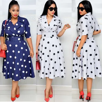 2020 Summer Fashion Suit Collar Stitching Wave Dot Printing Casual Dress Simple Five Point Sleeves Mid Length Straight Dress
2020 Summer Fashion Suit Collar Stitching Wave Dot Printing Casual Dress Simple Five Point Sleeves Mid Length Straight Dress