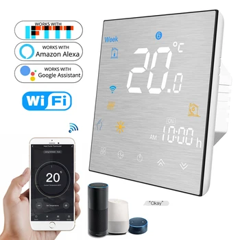 Home Wifi Programmable Thermostat Temperature Voice Control For Alexa Google Intelligent Controller Metal Brushed Control Panel
Home Wifi Programmable Thermostat Temperature Voice Control For Alexa Google Intelligent Controller Metal Brushed Control Panel