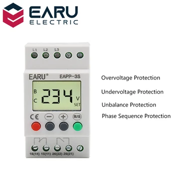 With LCD Backlight Display 3 Phase Din rail Adjustable Under Over Voltage Protector Voltage Monitoring Sequence Protection Relay
With LCD Backlight Display 3 Phase Din rail Adjustable Under Over Voltage Protector Voltage Monitoring Sequence Protection Relay
