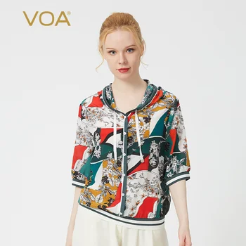 VOA silk abstract printed silk lace-up hooded single-row button elastic hem five-point sleeve loose short coat BL02
VOA silk abstract printed silk lace-up hooded single-row button elastic hem five-point sleeve loose short coat BL02