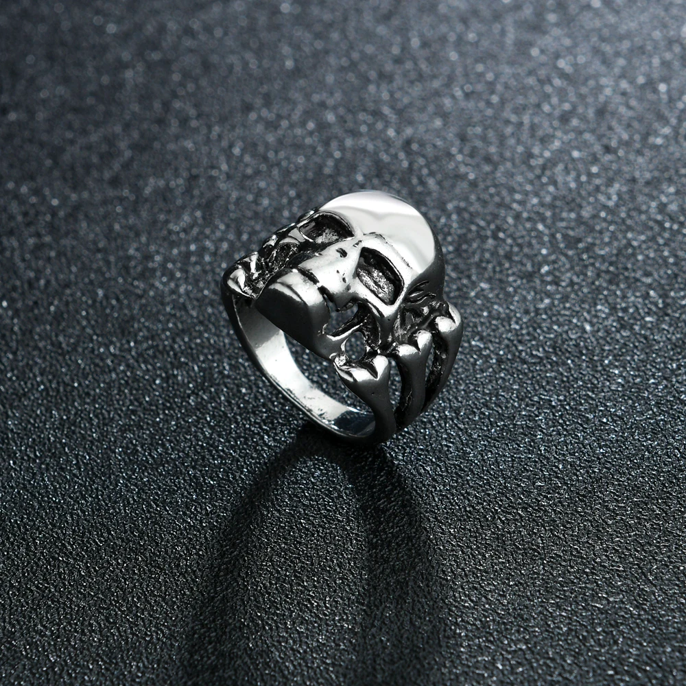 Фото Мужское и женское кольцо в стиле стимпанк винтажное вечерние ЦО с черепом
