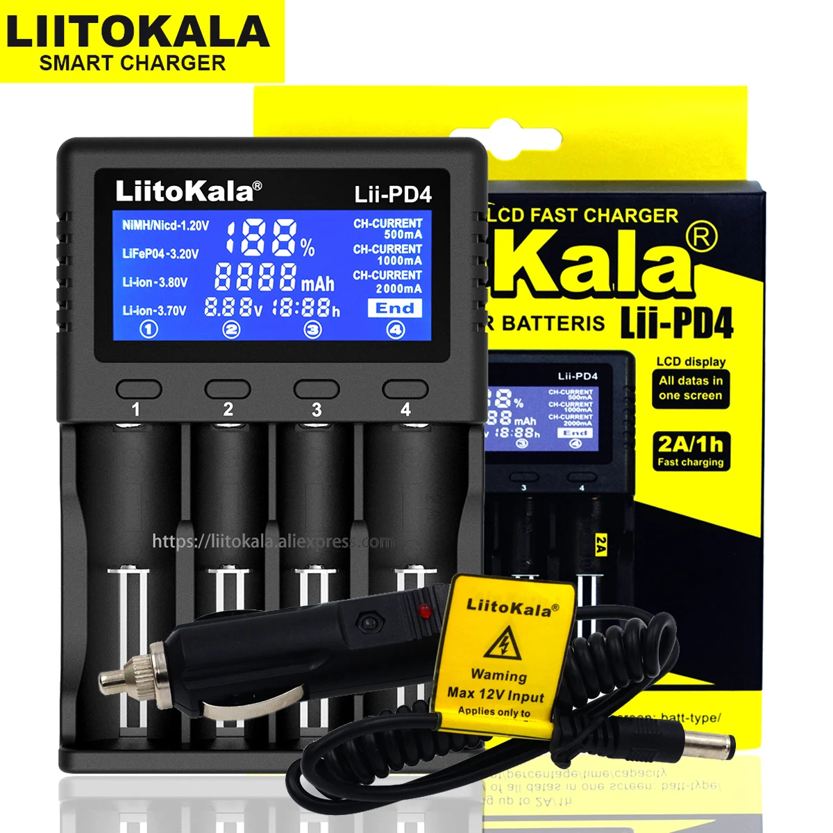 Liitokala Lii-PD4 18650 battery charger LCD display 18490 21700 26650 20700 AA AAA etc Test capacity
Liitokala Lii-PD4 18650 battery charger LCD display 18490 21700 26650 20700 AA AAA etc Test capacity