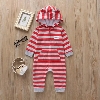 Children's jumpsuit Red striped hooded baby romper Spring and autumn models 0-2 years old long-sleeved newborn clothing
Children's jumpsuit Red striped hooded baby romper Spring and autumn models 0-2 years old long-sleeved newborn clothing