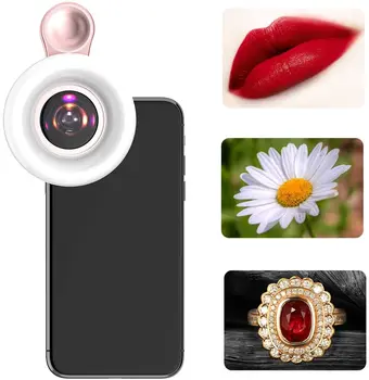 Phone Ring Light Clip on 2-in-1 15 x Macro Lens with 3 Light Modes Close-Shot Fill Light For beauty industry
Phone Ring Light Clip on 2-in-1 15 x Macro Lens with 3 Light Modes Close-Shot Fill Light For beauty industry