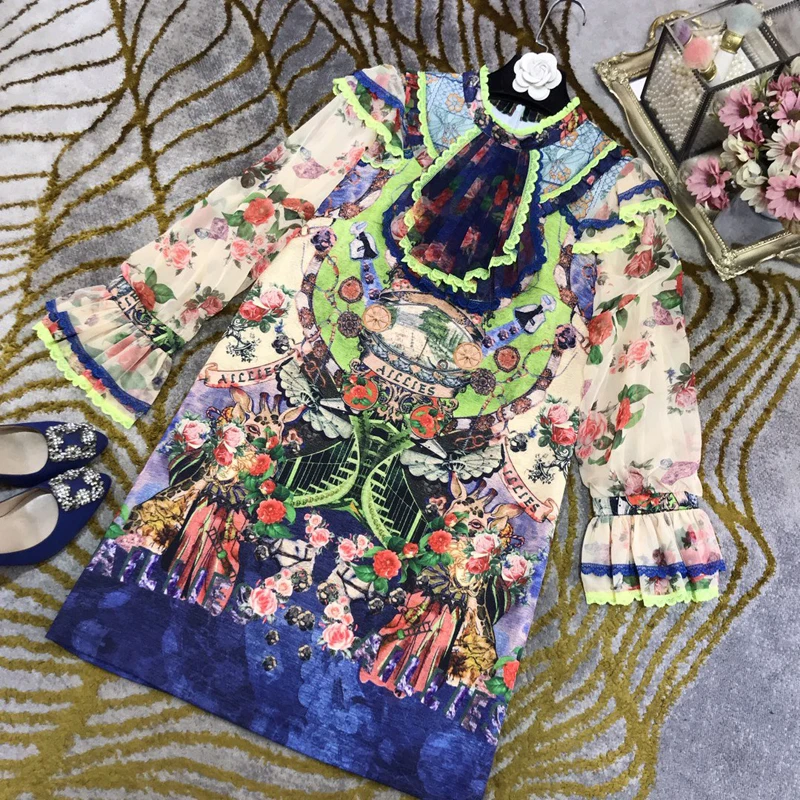 Vintage Floral Print 11.11 Dress Women's Flare Sleeve Stand Collar Elegant Ruffles Party Dresses Designer New
Vintage Floral Print 11.11 Dress Women's Flare Sleeve Stand Collar Elegant Ruffles Party Dresses Designer New