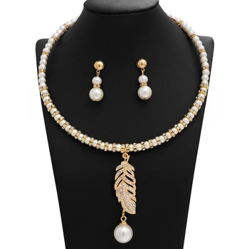 MINHIN High Grade Pearl Costume Jewelery Sets for Women Rhinestone Beads Gold Choker Necklace Earrings Set Wedding Jewelry Set
MINHIN High Grade Pearl Costume Jewelery Sets for Women Rhinestone Beads Gold Choker Necklace Earrings Set Wedding Jewelry Set