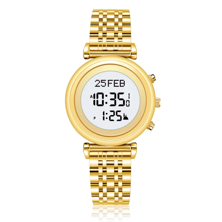 AL-SAHAR Lady Azan Watch With Auto-Qibla Backlight Hijri Calendar Multi-Language Gold Muslim Wristwatch
AL-SAHAR Lady Azan Watch With Auto-Qibla Backlight Hijri Calendar Multi-Language Gold Muslim Wristwatch