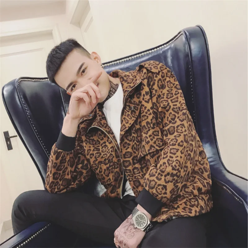 2019 autumn new jacket net red with jacket male leopard fashion trend lapel jacket men's slim zipper jacket
2019 autumn new jacket net red with jacket male leopard fashion trend lapel jacket men's slim zipper jacket