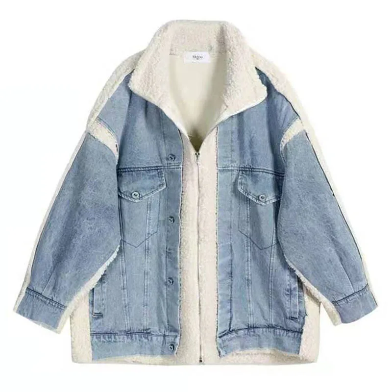 Fall Retro Loose Denim Jacket 2020 Stitching Stand-up Collar Lamb Wool Cotton Jacket Fashionable And Comfortable Warm Jacket
Fall Retro Loose Denim Jacket 2020 Stitching Stand-up Collar Lamb Wool Cotton Jacket Fashionable And Comfortable Warm Jacket