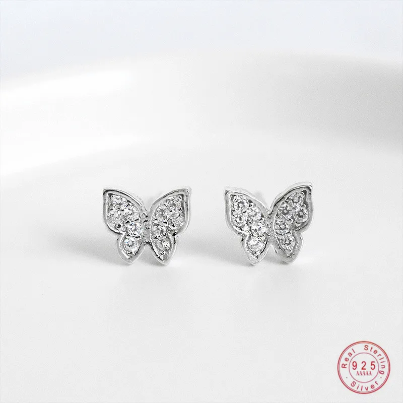 925 Sterling Silver Korean Version Simple Pavé Zircon Butterfly Earrings Women Fashion Girly Style Student Jewelry Accessories
925 Sterling Silver Korean Version Simple Pavé Zircon Butterfly Earrings Women Fashion Girly Style Student Jewelry Accessories