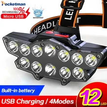 Hight Lumen Super Bright Headlamp 12 LED Headlight USB Rechargeable Waterproof Camping Head Torch Lantern with built in battery
Hight Lumen Super Bright Headlamp 12 LED Headlight USB Rechargeable Waterproof Camping Head Torch Lantern with built in battery