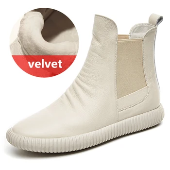 Fashion White High-top Women's Boots Genuine Leather Plush Warm Cotton Boots Winter New Comfortable Soft Casual Martin Boots
Fashion White High-top Women's Boots Genuine Leather Plush Warm Cotton Boots Winter New Comfortable Soft Casual Martin Boots