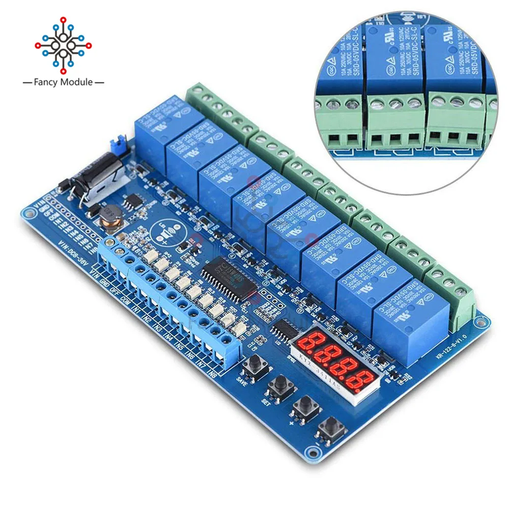 4 Digit LED DC 8 -36V 8 Channel Multifunction Relay Control Module with Power Indicator Relay Suction Indicator for Arduino
4 Digit LED DC 8 -36V 8 Channel Multifunction Relay Control Module with Power Indicator Relay Suction Indicator for Arduino
