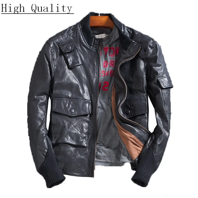 Genuine Leather Jacket Korean Oil Wax Sheepskin Coat for Men Short Spring Motorcycle Men Leather Jacket LJ1719 KJ1412
Genuine Leather Jacket Korean Oil Wax Sheepskin Coat for Men Short Spring Motorcycle Men Leather Jacket LJ1719 KJ1412