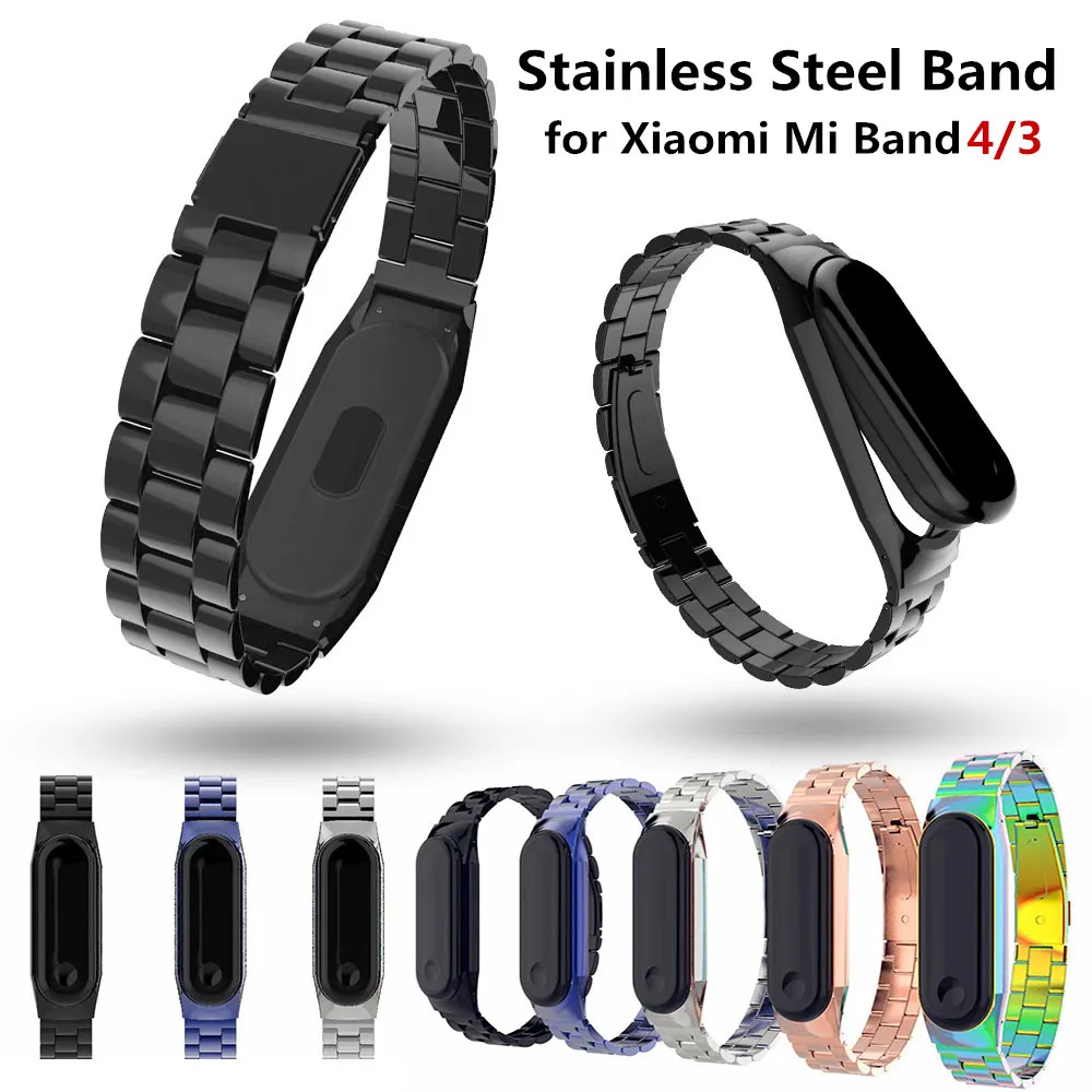 Браслет для Xiaomi Mi Band 4/3 сменный металлический ремешок наручных часов band 4 с