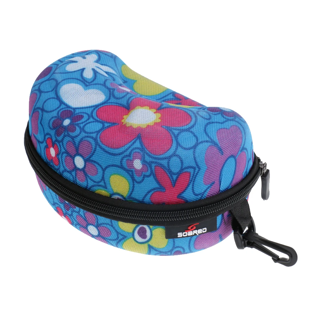 Blue & Flower Large Capacity Zipper Hard Protective Carrying Case Holder for Sports Ski Snowboard Goggles Blue & Flower Large Capacity Zipper Hard Protective Carrying Case Holder for Sports Ski Snowboard Goggles