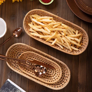 Rattan Bread Storage Tray Dinner Coffee Breakfast Serving Tray Oval Hand-Woven Storage Basket Tea Tray Home Decoration Crafts
Rattan Bread Storage Tray Dinner Coffee Breakfast Serving Tray Oval Hand-Woven Storage Basket Tea Tray Home Decoration Crafts