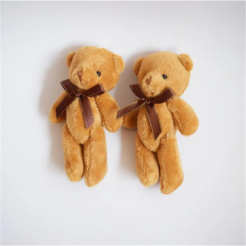 Cute Mini Joint Bear Plush Toys Lovely Kawaii Teddy Bear Dolls Pendant Wedding Party Gift 11cm 12pclot  (1)