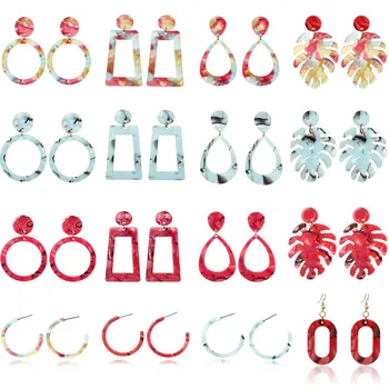 

Bohemia Statement Acrylic Earrings Geometric round Leaves Dangle Drop Earrings for Women 2019 Fashion Jewelry Oorbellen Brincos