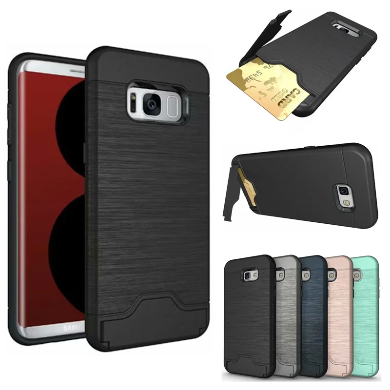 Чехол для Samsung Galaxy J3 Prime J5 J7 A3 A5 A7 2017 A320 A520 матовый чехол с держателем карт защитный