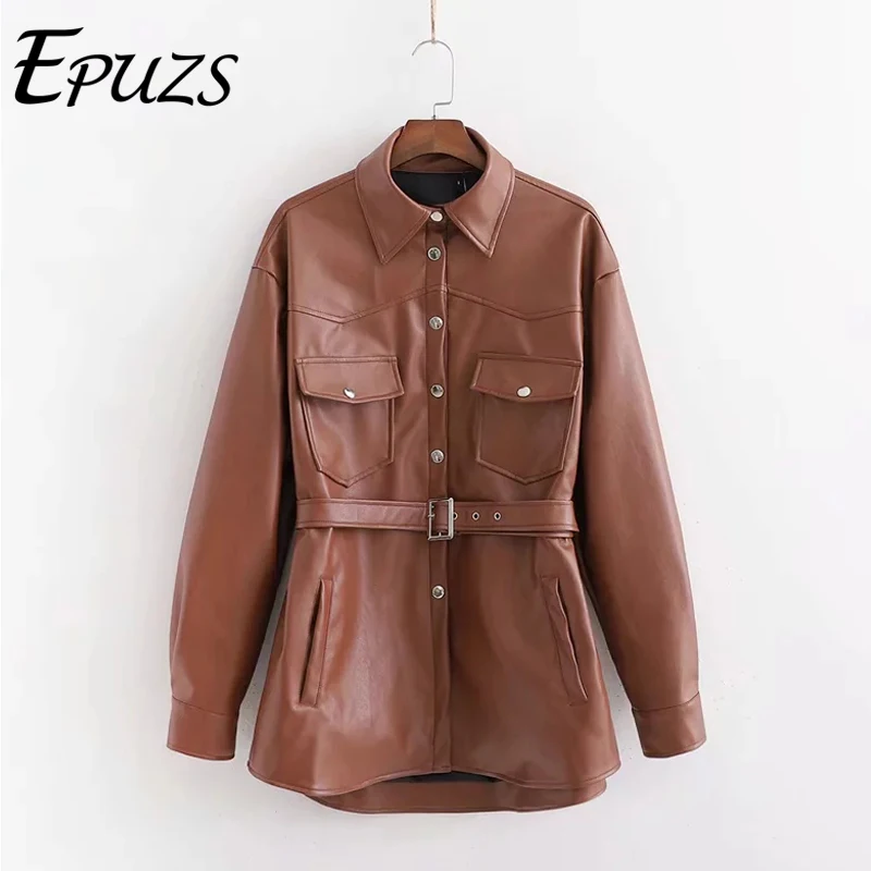 Winter black Khaki belt PU Leather Jacket women biker jacket Streetwear rock Punk Motorcycle Coat ladies Faux outwear 2019
Winter black Khaki belt PU Leather Jacket women biker jacket Streetwear rock Punk Motorcycle Coat ladies Faux outwear 2019