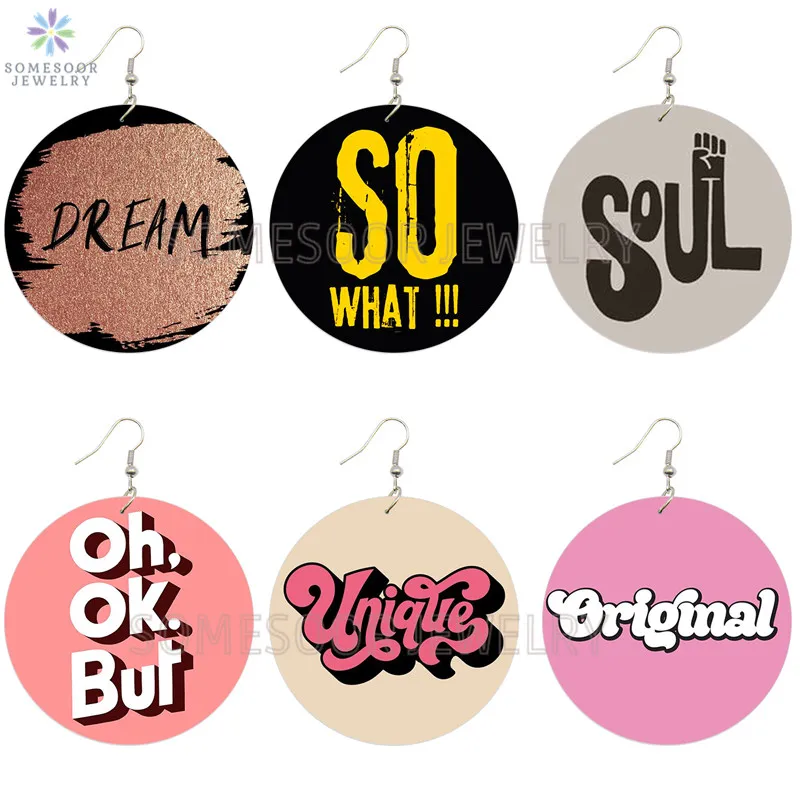 SOMESOOR Unique Original Soul Cute Writings Africa Wood Drop Earrings Comic Arts Printed Wholesale Dangle Jewelry For Women Gift
SOMESOOR Unique Original Soul Cute Writings Africa Wood Drop Earrings Comic Arts Printed Wholesale Dangle Jewelry For Women Gift