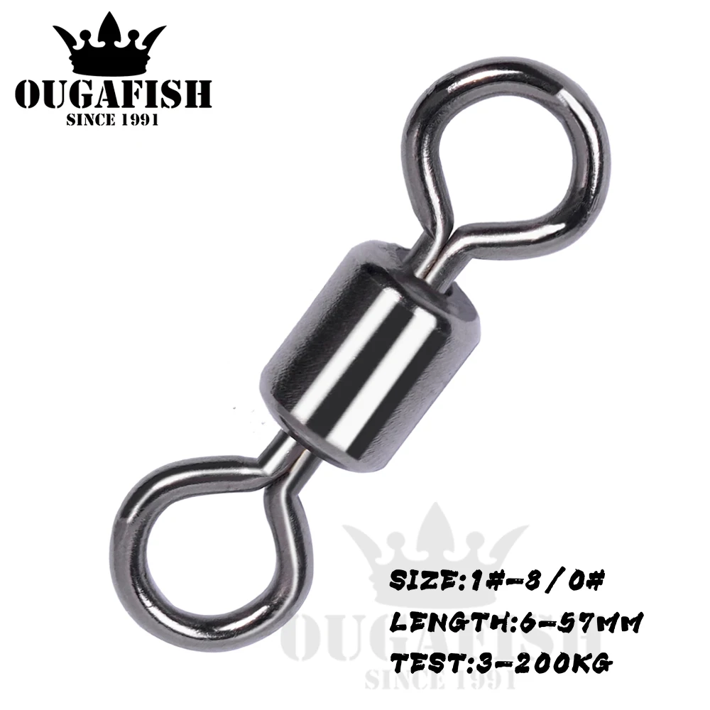 

Strong Fishing Swivel Snap Connector Accessories Barrel Bearing 30Pcs/Bag Rolling Pins Solid Ring Lure Link Swivels Baits Ttool