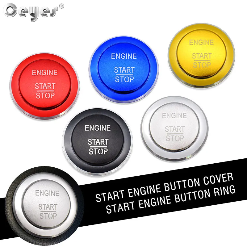 WINOMO Auto Engine Start Stop Button Ring Crystal Bling Rhinestone Car Decor Accessories Blue