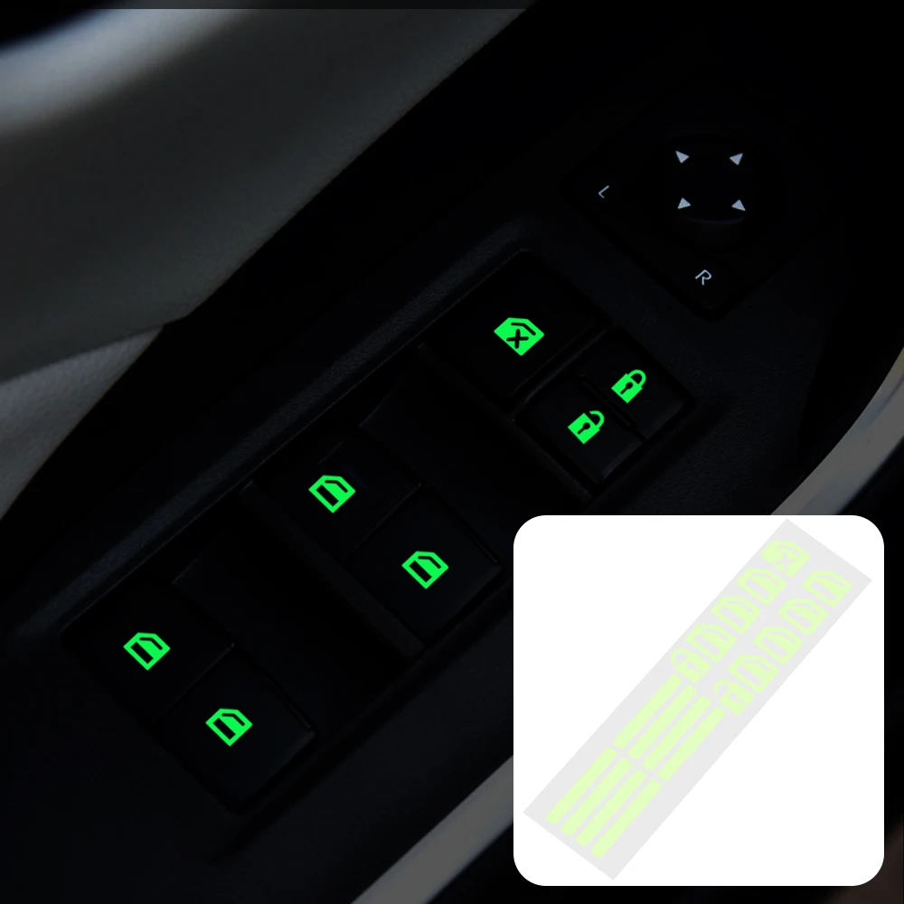 Фото Светящаяся наклейка на кнопки двери автомобиля для KIA RIO ceed Hyundai Tucson Creta Kona Solaris Accent