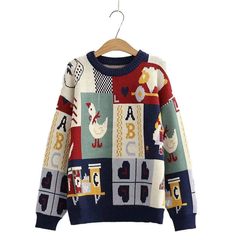 YUPINCIAGA Women's Cute Duck Letter Retro Jacquard Pullover Sweater Japanese Loose Student Knit Top Thick Warm Sweaters
YUPINCIAGA Women's Cute Duck Letter Retro Jacquard Pullover Sweater Japanese Loose Student Knit Top Thick Warm Sweaters