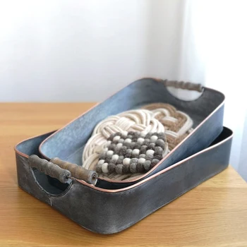 2PC Rectangular Iron Serving Tray Retro Metal Storage Tray Sundries Breakfast Bread Cake Snack Plate Basket Home
2PC Rectangular Iron Serving Tray Retro Metal Storage Tray Sundries Breakfast Bread Cake Snack Plate Basket Home