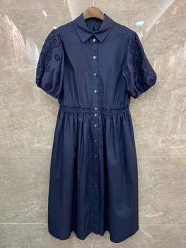 2020 Spring and Summer New Women's Lapel Embroidery Flower Elastic Waist Decorative Short Sleeve Button Dress 715
2020 Spring and Summer New Women's Lapel Embroidery Flower Elastic Waist Decorative Short Sleeve Button Dress 715