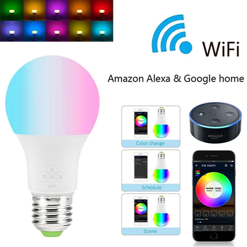 Smart Bulb 4.5W WIFI LED Light Bulb RGB Magic Light Bulbs Lamp Remote Control Compatible with Alexa Google Smart Home
Smart Bulb 4.5W WIFI LED Light Bulb RGB Magic Light Bulbs Lamp Remote Control Compatible with Alexa Google Smart Home