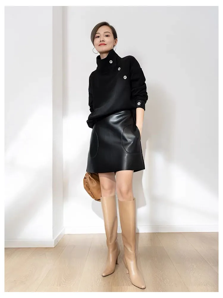 Mini Skirts Women Gothic 2021 New Koran Fashion A Line High Waist Black Leather Skirts Womens High Quality
Mini Skirts Women Gothic 2021 New Koran Fashion A Line High Waist Black Leather Skirts Womens High Quality