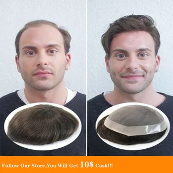 BYMC Black and Brown Natural Mens Toupee Swiss Lace Front Indian Human Hair Replacement System Fine Mono Hairpieces Wig for Men
BYMC Black and Brown Natural Mens Toupee Swiss Lace Front Indian Human Hair Replacement System Fine Mono Hairpieces Wig for Men