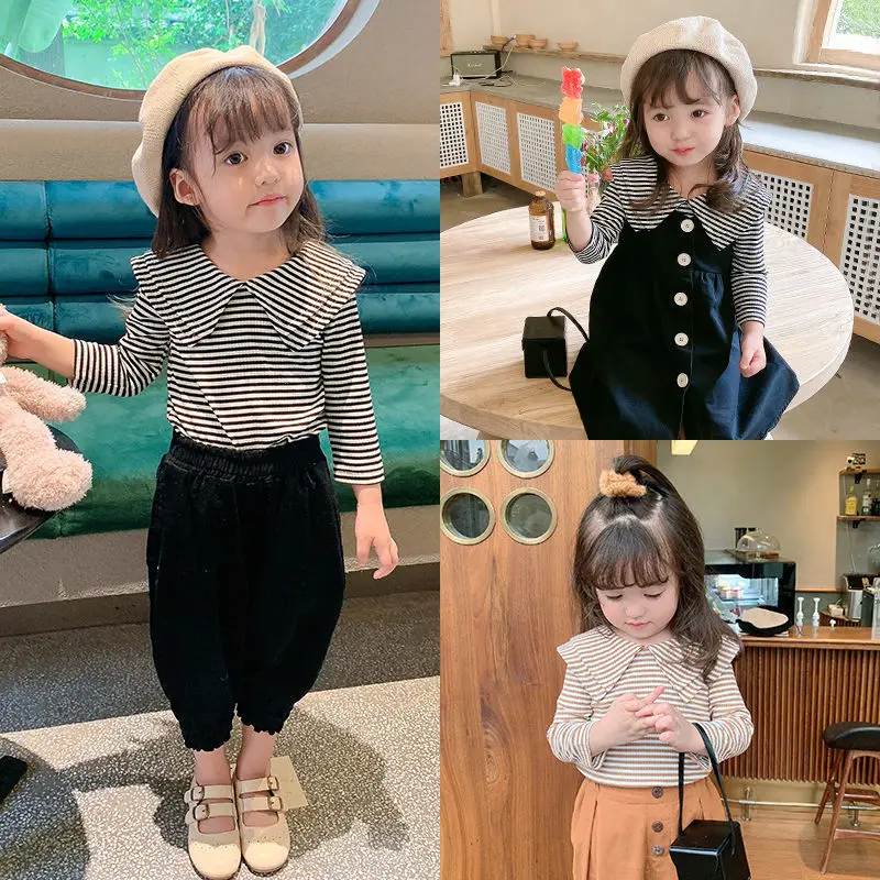 Girl Bottoming Shirt Tee 2020 Autumn New T Shirt Baby Lapel High Elastic Sweater Stripe Style Children Clothing Tops P2 030
Girl Bottoming Shirt Tee 2020 Autumn New T Shirt Baby Lapel High Elastic Sweater Stripe Style Children Clothing Tops P2 030